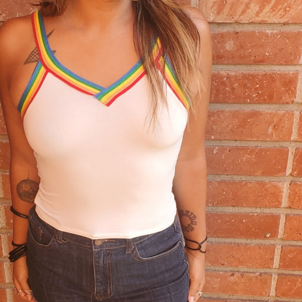 70's style Off White Rainbow Tank